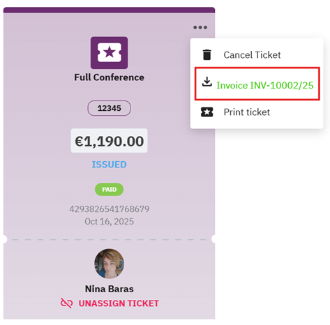 A screenshot of a ticket AI-generated content may be incorrect.