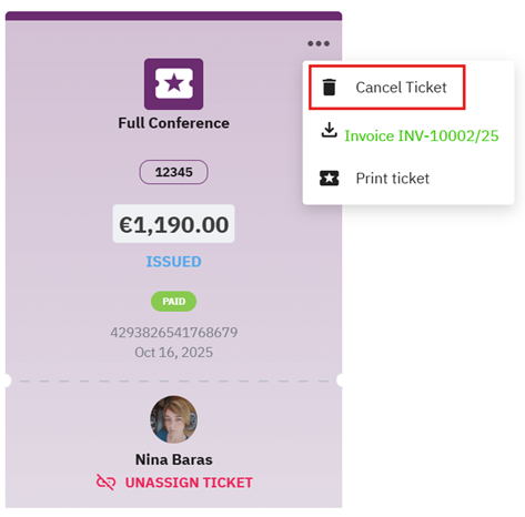 A screenshot of a ticket AI-generated content may be incorrect.