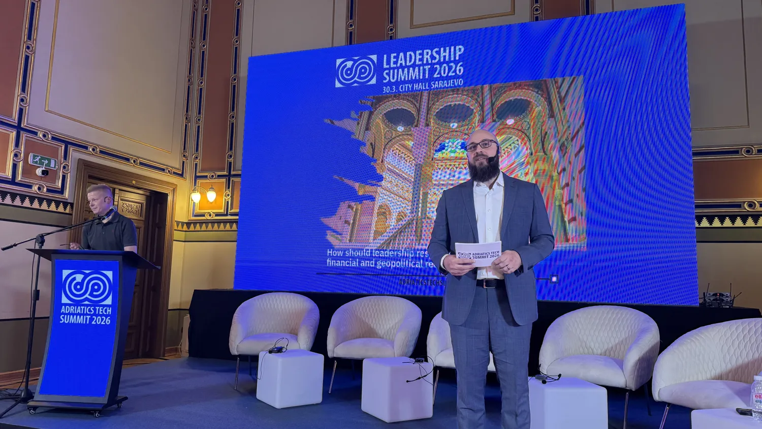 A speaker addressing the audience at the Adriatics Tech Summit.