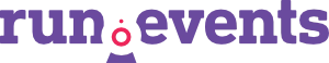 Corporate run.events logo featuring stylized text "run events" with a red circular accent and gradient overlay, representing energetic and organized event management.