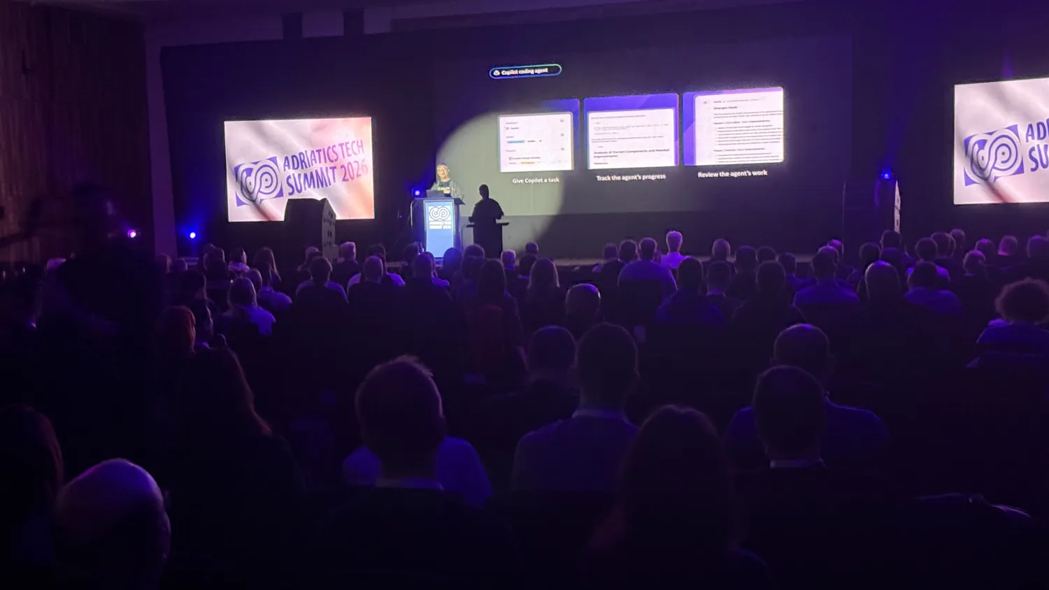 A speaker taking questions at the Adriatics Tech Summit