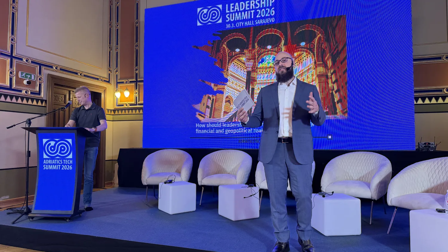 A leadership panel discussion on stage at Adriatics Tech Summit