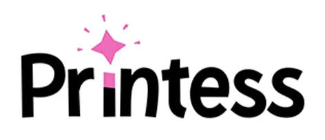 Modern stylized logo featuring the word "Printess" with a decorative pink starburst accent on the "P." The design conveys a creative and professional branding element.